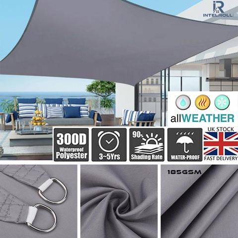 SDJMa 6.56x8.2ft Rectangle Aluminum Foil Sun Shade Sail Canopy, Breathable,  Double Stitched Edges, UV Block Thicken Sunshade for Pool Patio Lawn