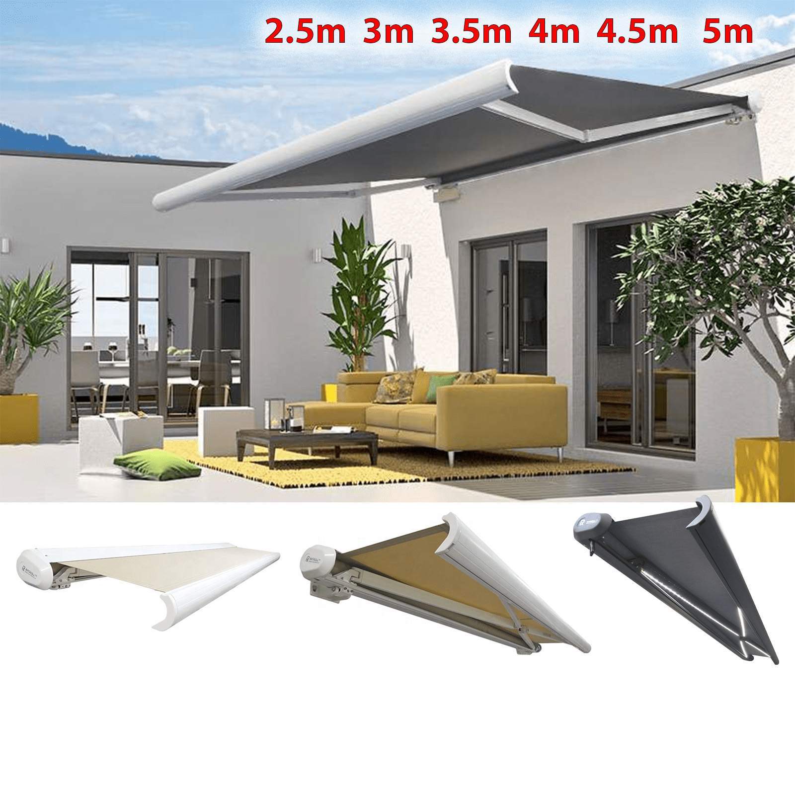 INT500 Full Cassette - Retractable Garden Patio Awnings Canopy Shop Front  Commercial or residential - Electric Motorized Remote controlled or Manual