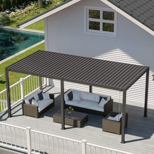 Metal Pergola Outdoor Louvered Pergola With Adjustable Louvered Roof